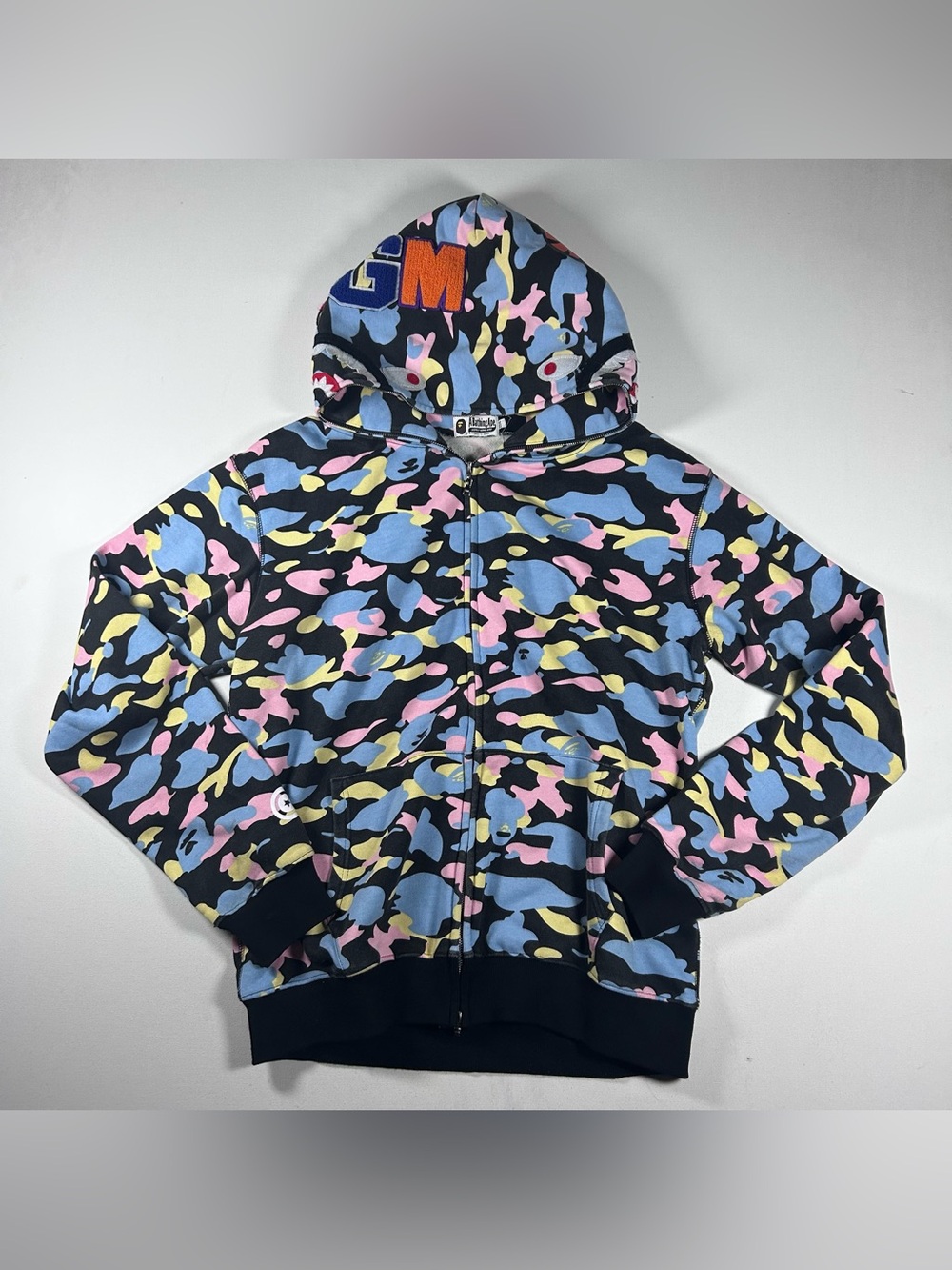 BAPE Multi camo shark full zip hoodie cotton candy camo A Bathing Ape Size XXL -